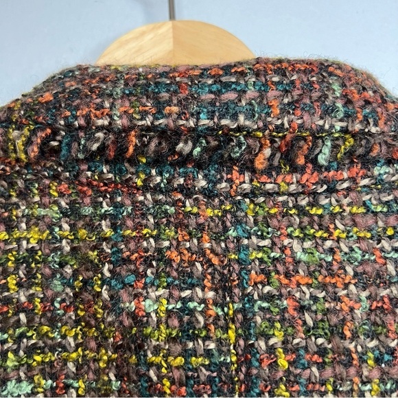 Tahari Women's Sz 8 Twill Knit Frayed Edge Zip Up Blazer Jacket Multicolor Moto - Picture 10 of 16